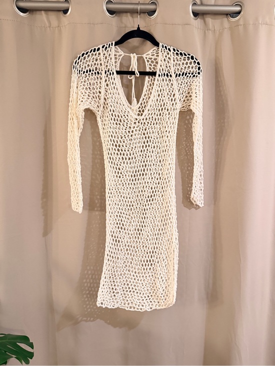 Attitude Unknown Other - Women's Cream  Crochet Beach Cover-Up Dress